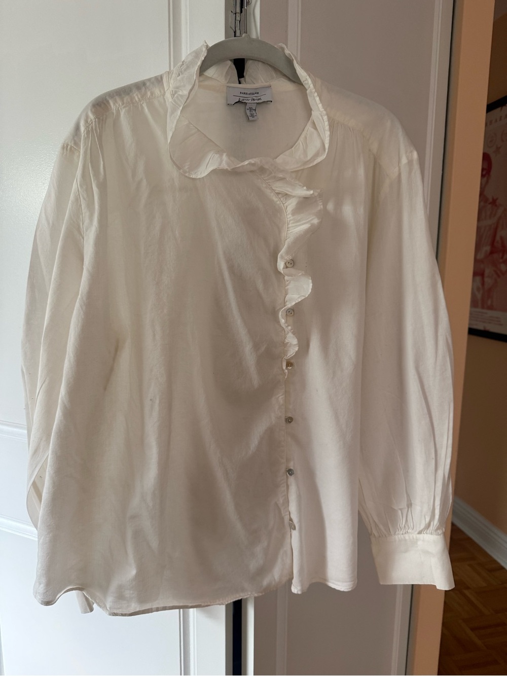 & Other Stories White Ruffle-Front Button Down Shirt